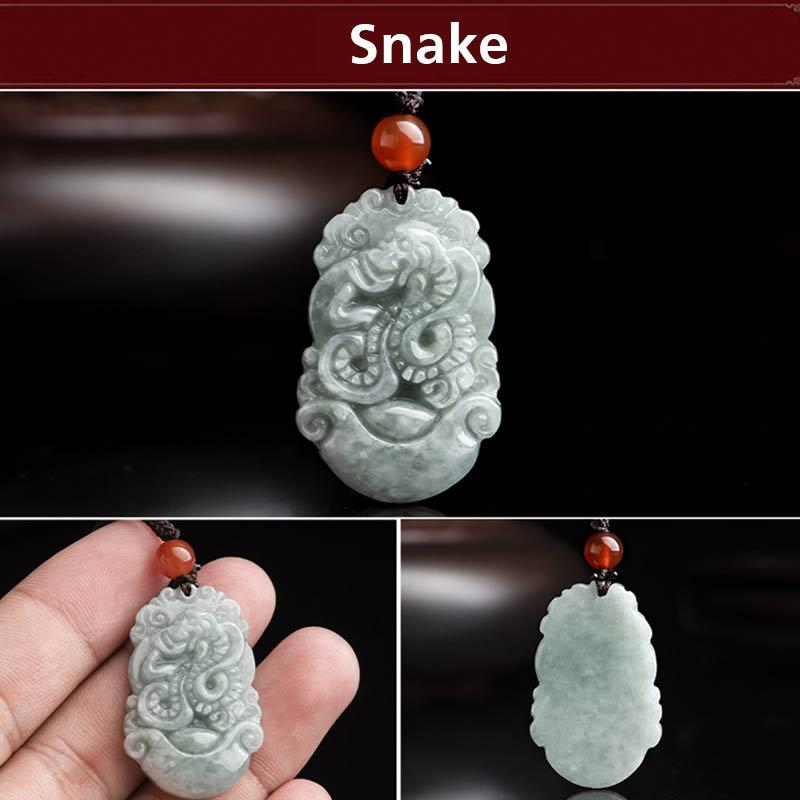 Buddha Stones天然翡翠12星座成功ペンダントネックレス - 蛇 - image 31