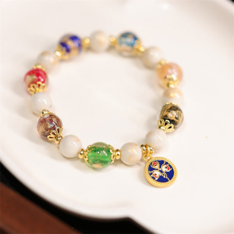 Buddha Stonesチベット五大財神 琉璃 ガラスビーズ 香灰 磁器ビーズ チャームブレスレット