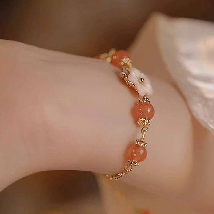 Buddha Stones赤瑪瑙 シャコガイ 石花 自信のブレスレット