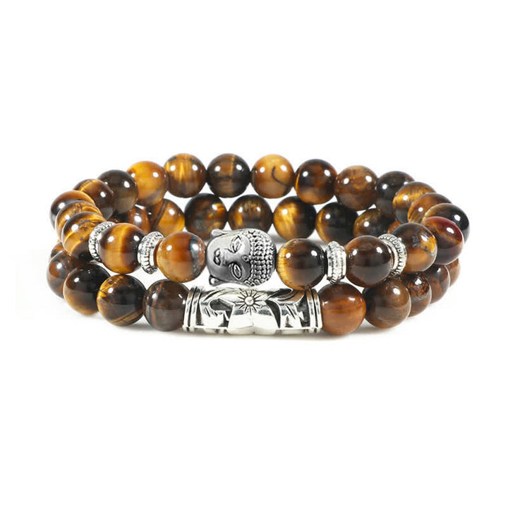 Buddha Stones2個入り 天然水晶瑪瑙 仏陀守護ブレスレット