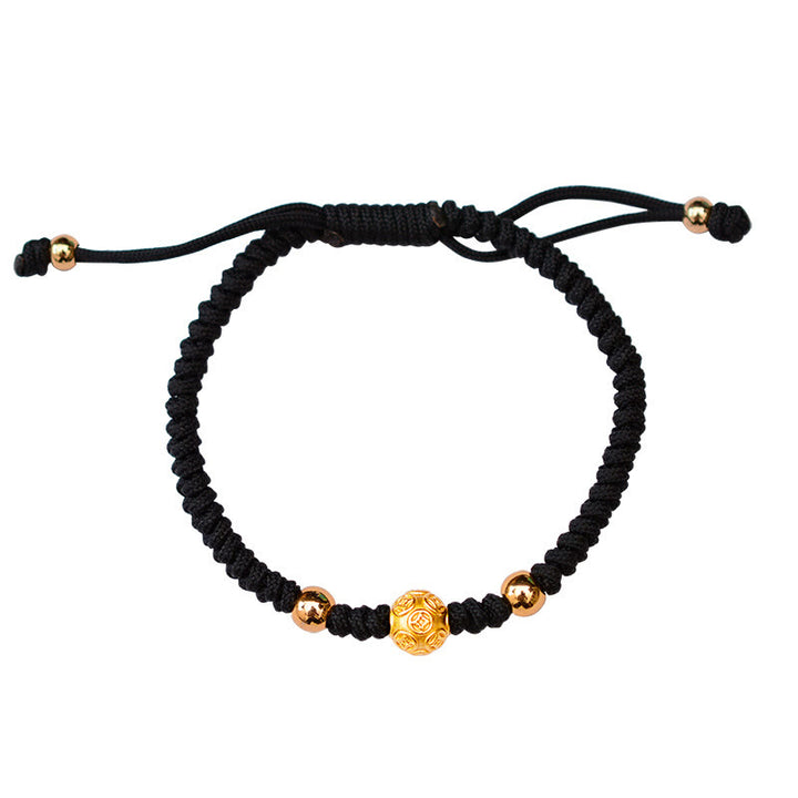 Buddha Stones999 スターリングシルバーオーム・マニ・パドメ・フム銅貨 幸運 強さ 紐 カップルブレスレット