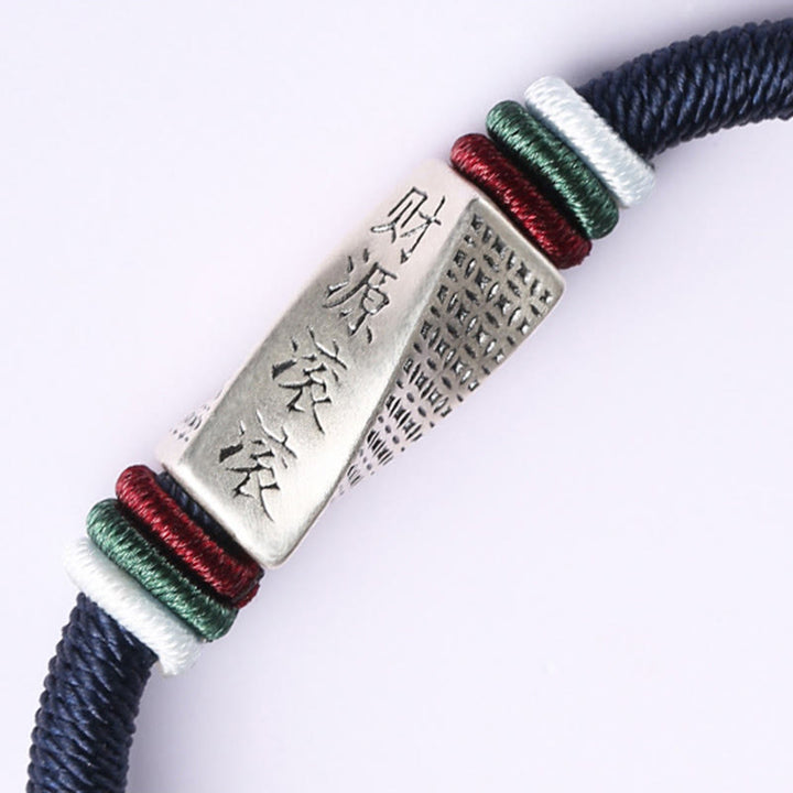 Buddha Stones999 スターリングシルバー 四方八方から利益が流れ込む 手作りの祝福ストリングバックルブレスレット