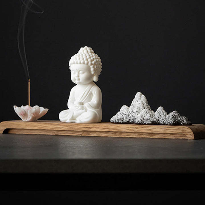 Buddha Stones蓮の花 如来 観音 観音 地蔵菩薩 瞑想 陶器 スティック 香炉 装飾