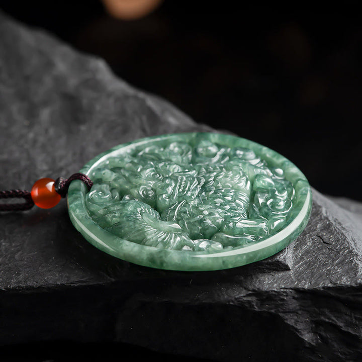 Buddha Stones天然翡翠キリンの豊穣の紐ネックレスペンダント