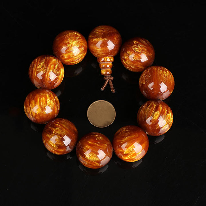 Buddha Stones黄金の海柳 成功のポジティブなブレスレットMala