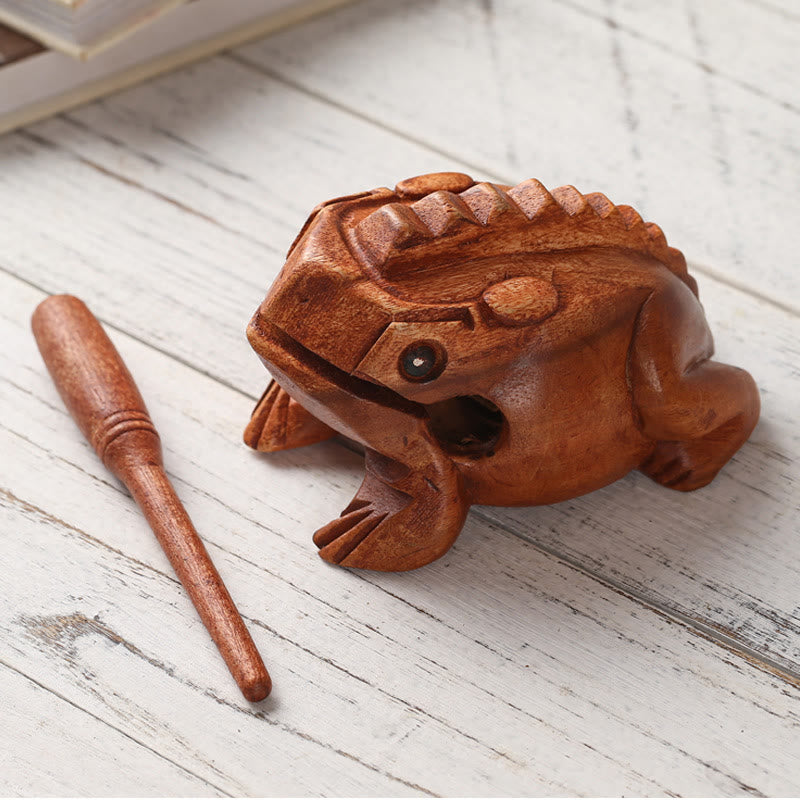 Buddha Stones手作り 風水 富運 カエル ミニ木製 鳴き声 カエル ギロ 装飾