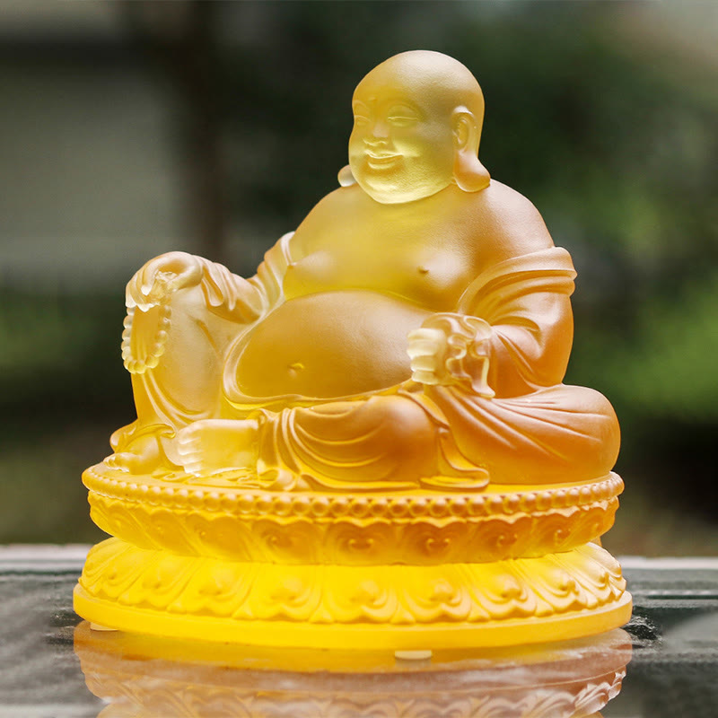 Buddha Stones手作り 笑う仏像 琉璃水晶 芸術品 富の像 家の装飾