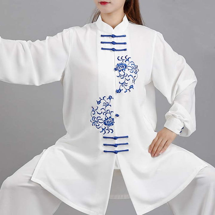 Buddha Stonesの花刺繍瞑想祈りスピリチュアル禅太極拳気功練習ユニセックス服セット