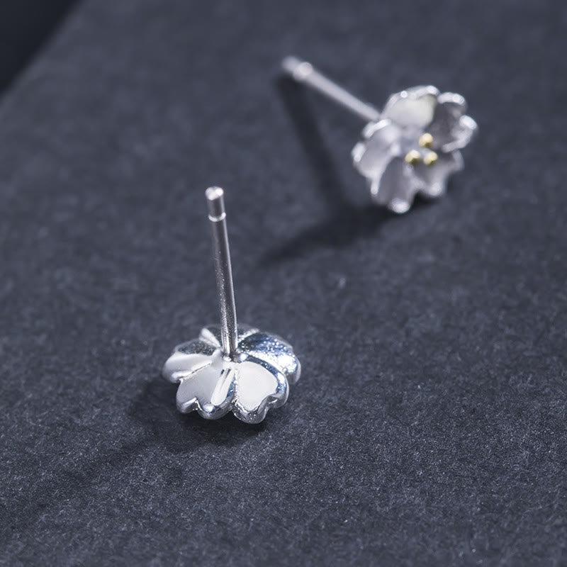 Buddha Stones925スターリングシルバー 桜 フローラル カーム スタッドピアス