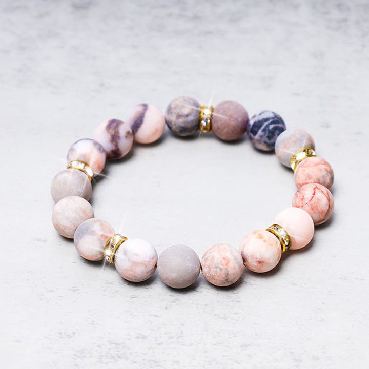 Buddha Stones不安・ストレス解消 クリスタル ゼブラ ジャスパー ビーズブレスレット