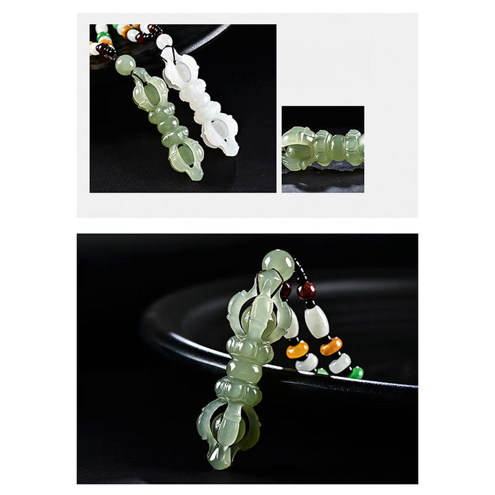 チベット産天然和田翡翠白翡翠ドルジェ金剛杵彫り成功ネックレスペンダント - image 6