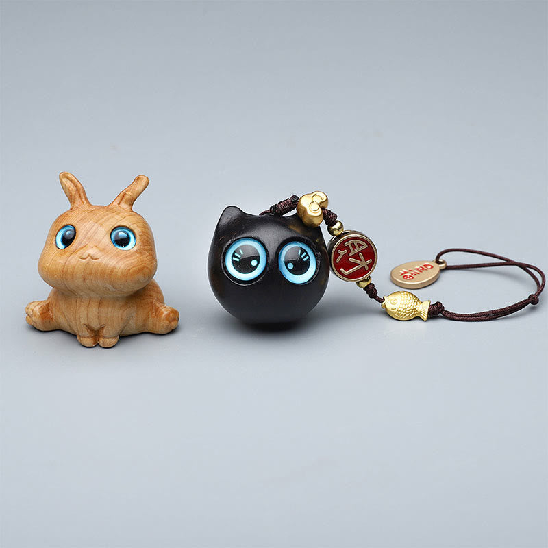 Buddha Stones緑 白檀 ミニ かわいい 動物 ウサギ 猫 鹿 クジラ 繁栄 携帯電話 吊り下げ 飾り - image 1