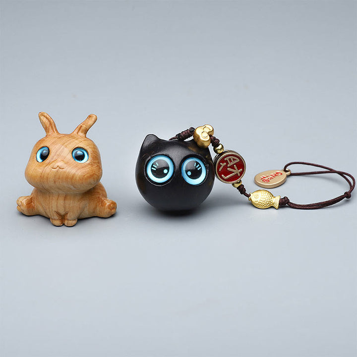 Buddha Stones緑 白檀 ミニ かわいい 動物 ウサギ 猫 鹿 クジラ 繁栄 携帯電話 吊り下げ 飾り - image 1