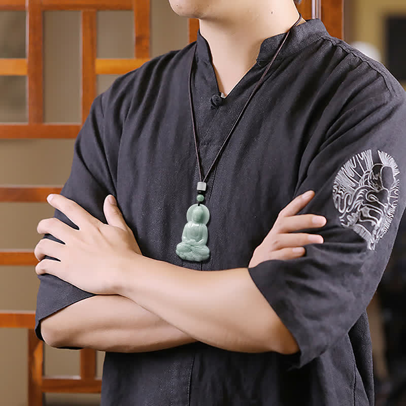 Buddha Stones阿弥陀仏 翡翠 お守り 慈悲の紐ネックレス - image 11