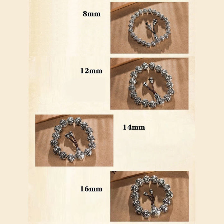 Buddha StonesチベットOm Mani Padme Hum彫刻 合金ビーズ お守り ブレスレット