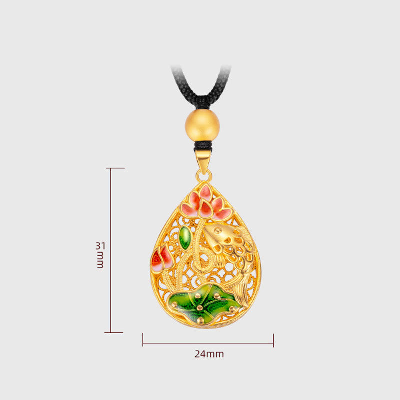 Buddha Stones鯉蓮の花葉銅幸運ネックレスペンダント - image 7