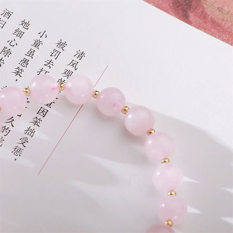 天然ピンククリスタルの梅の花のラブブレスレット