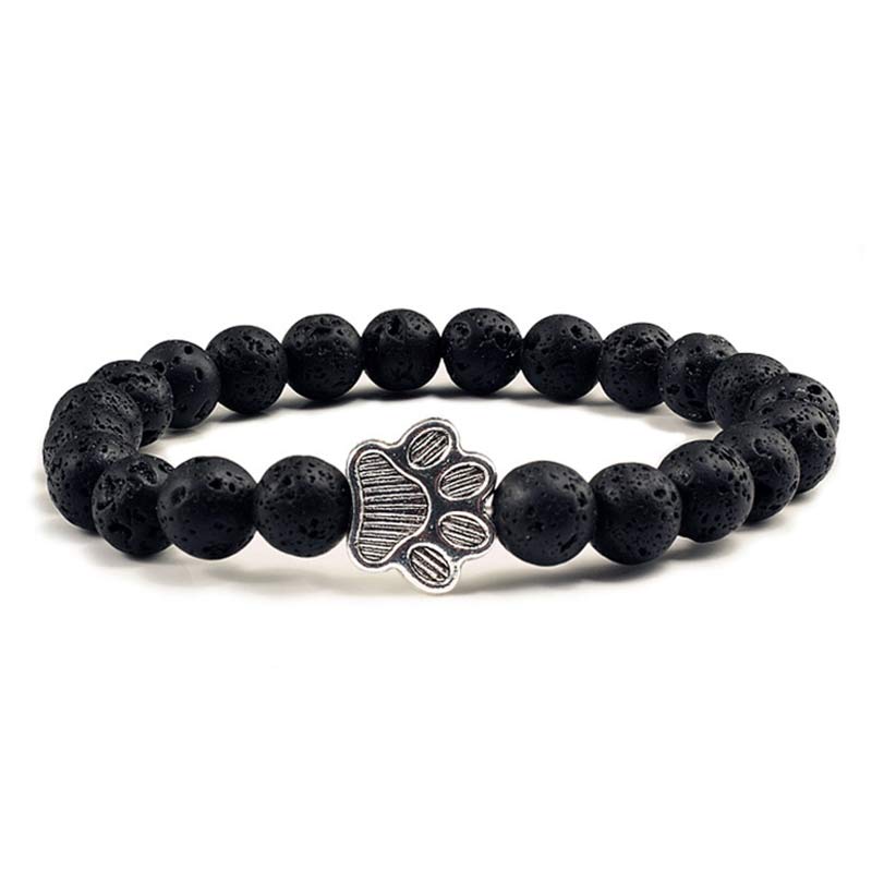 Buddha Stones 「犬を救おう」ストーンブレスレット - 黒い溶岩 - image 4