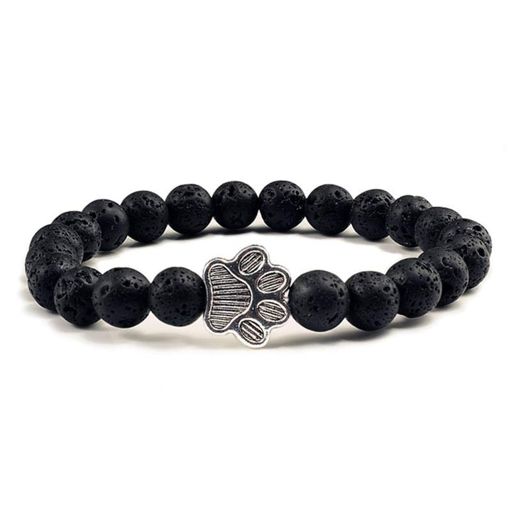 Buddha Stones 「犬を救おう」ストーンブレスレット - 黒い溶岩 - image 4