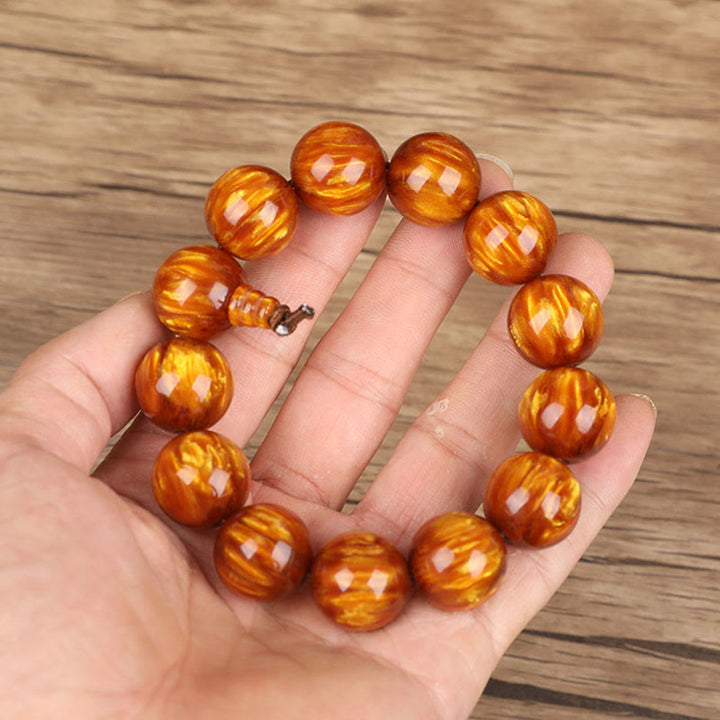 Buddha Stones黄金の海柳 成功のポジティブなブレスレットMala