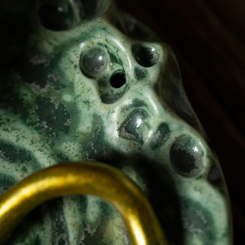 Buddha Stones葉 瞑想 カエル柄 癒し 陶器 香炉 装飾