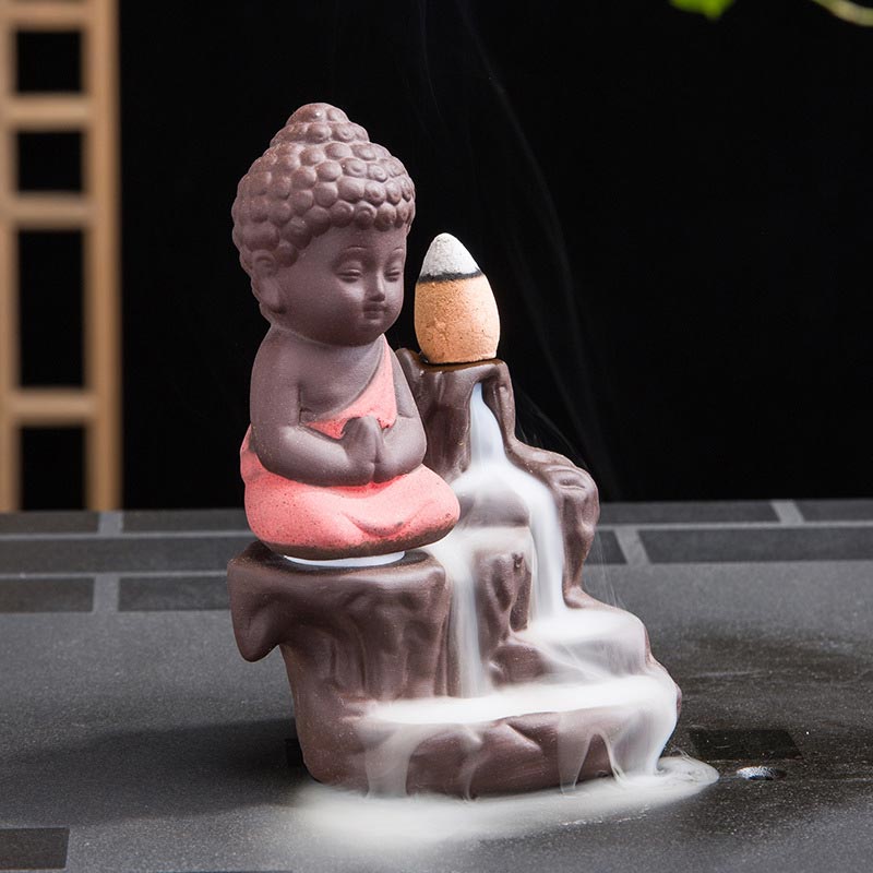 Buddha Stones逆流煙噴水 陶器製 祝福香炉 装飾