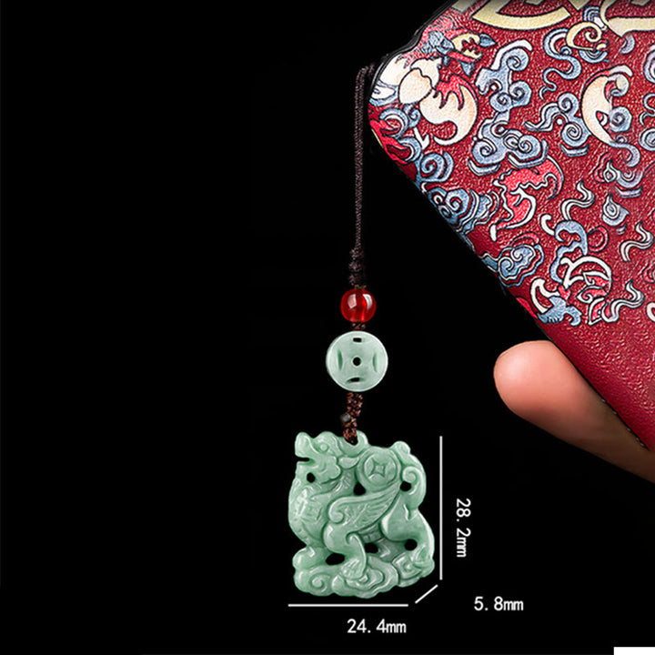 Buddha Stones天然翡翠 麒麟 繁栄の電話掛け飾り