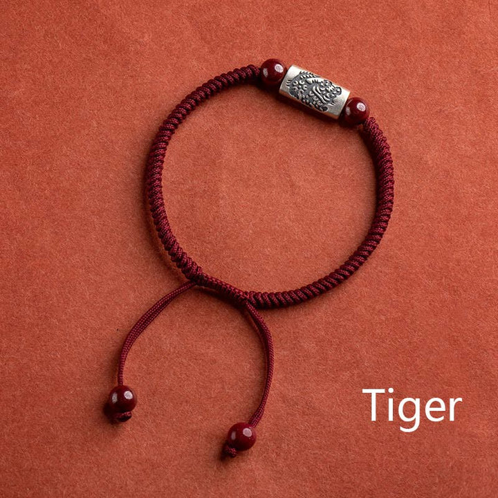 Buddha Stones925スターリングシルバー 12星座 辰砂 ストリングブレスレット