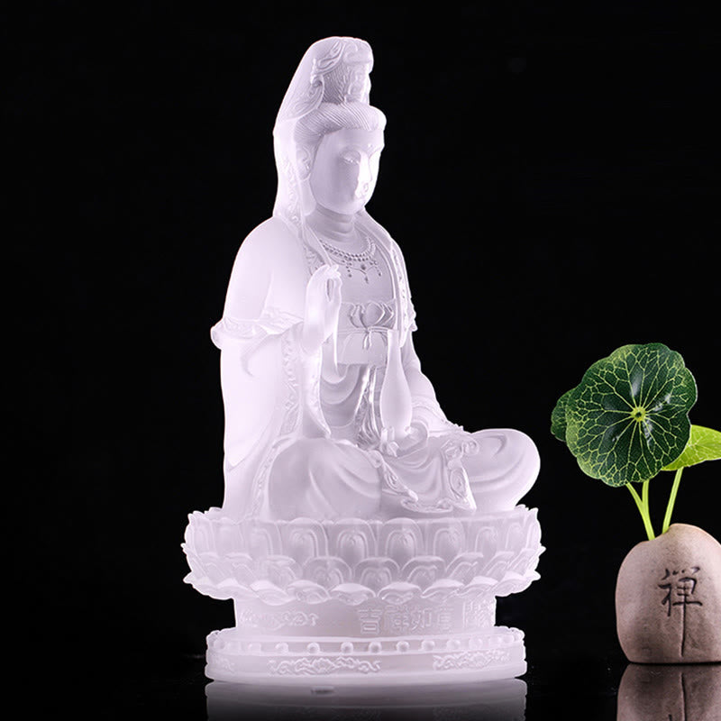 Buddha Stones観音菩薩 手作り置物 琉璃クリスタルアート作品 富の像 家へのお供え物 装飾