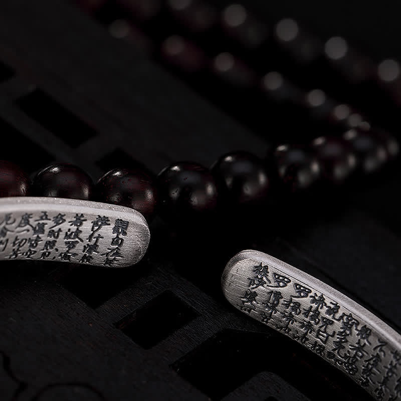 Buddha Stones999スターリングシルバー 六芒般若心経守護ブレスレットバングル