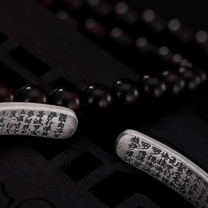 Buddha Stones999スターリングシルバー 六芒般若心経守護ブレスレットバングル