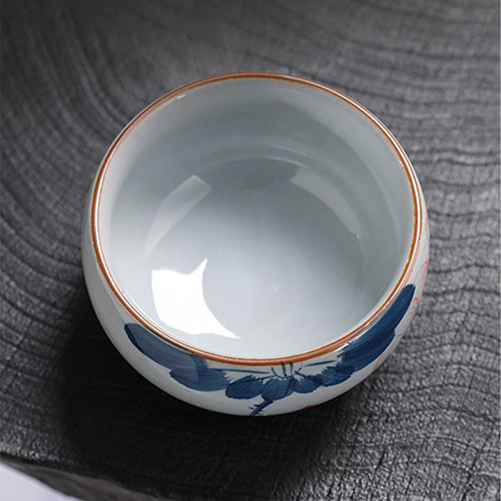 Buddha Stones、蓮の花の葉、竹製陶器のティーカップ、カンフーティーカップ