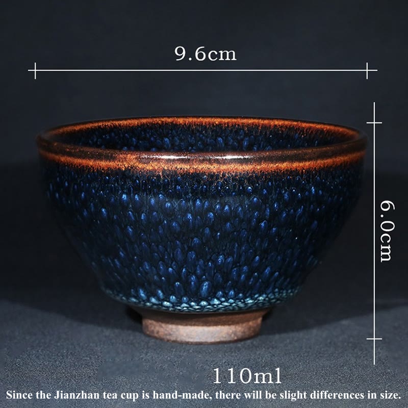 Buddha Stones手作り ブルーフランコリヌス スポット 中国 Jianzhan 陶器 ティーカップ カンフー ティーカップ ボウル