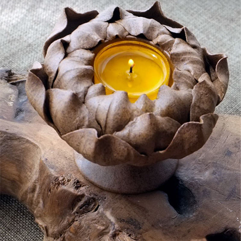 Buddha Stones蓮の花 陶器 キャンドルホルダー 香炉 家の装飾