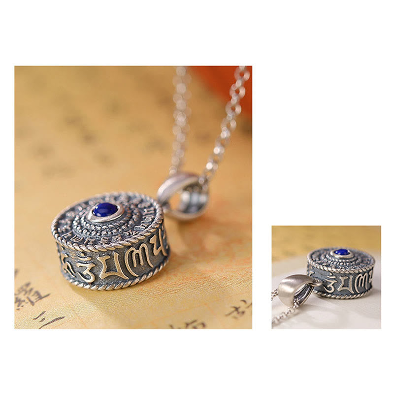 Buddha Stones925 スターリングシルバーオーム・マニ・パドメ・フムラズライト ラピスラズリ ラブピースネックレスペンダント - image 6