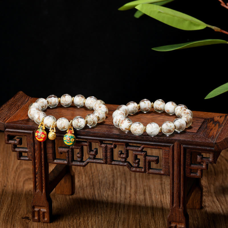 Buddha Stones金呑み獣ファミリーチャーム 光る蛍光Liuliガラスビーズ 成功ブレスレット