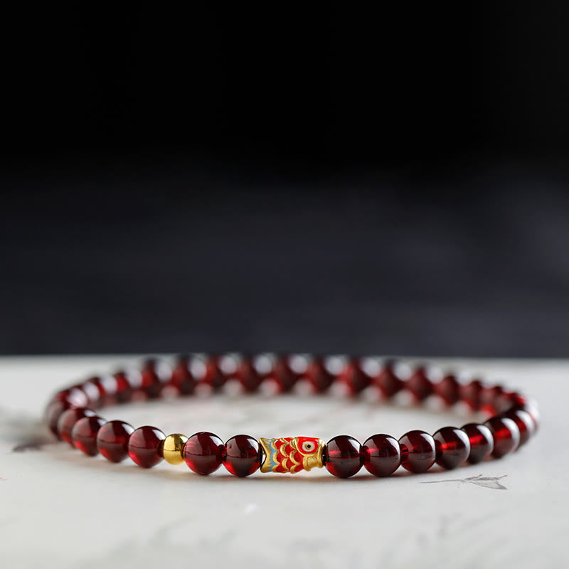 Buddha Stones999ゴールド 鯉 天然ガーネット守護ブレスレット - image 3