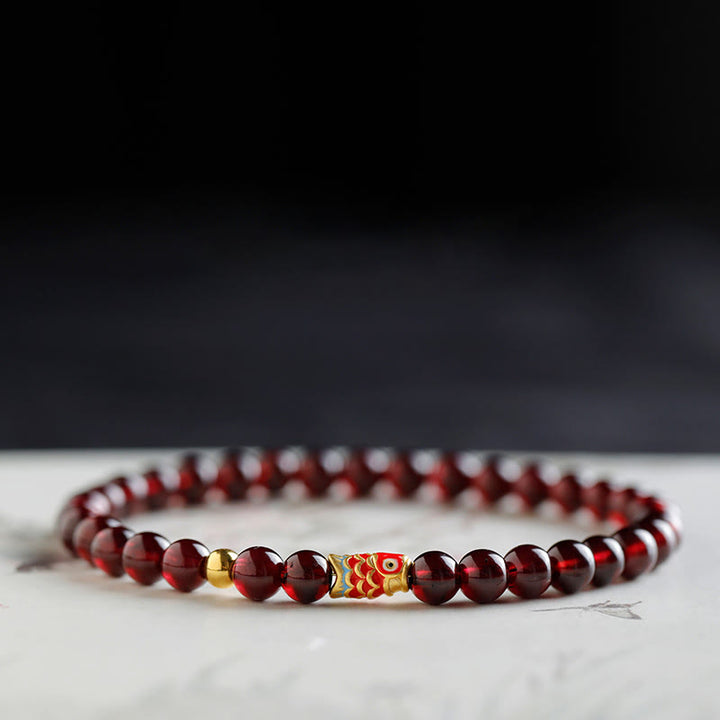 Buddha Stones999ゴールド 鯉 天然ガーネット守護ブレスレット - image 2