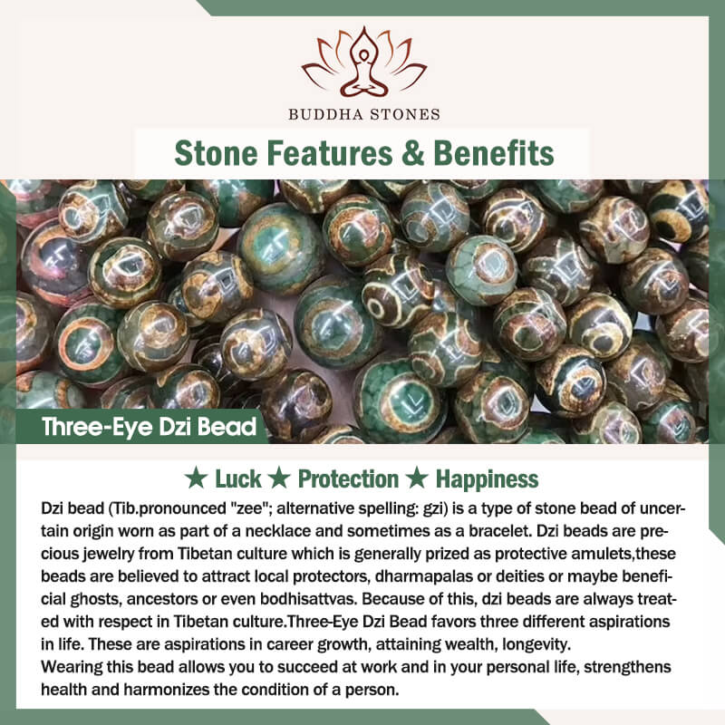 Buddha Stones三眼ビーズサードニクス幸運ブレスレット