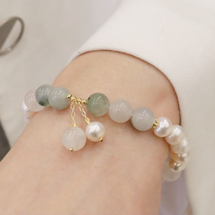 Buddha Stones天然真珠翡翠ヒーリング誠実ブレスレット