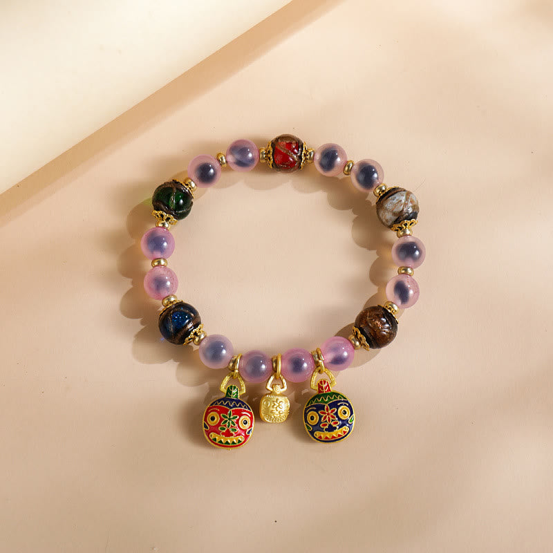 Buddha Stonesカラフル キャンディ瑪瑙 金 呑み込み獣 家族 柳 ガラス ビーズ 強さ ブレスレット