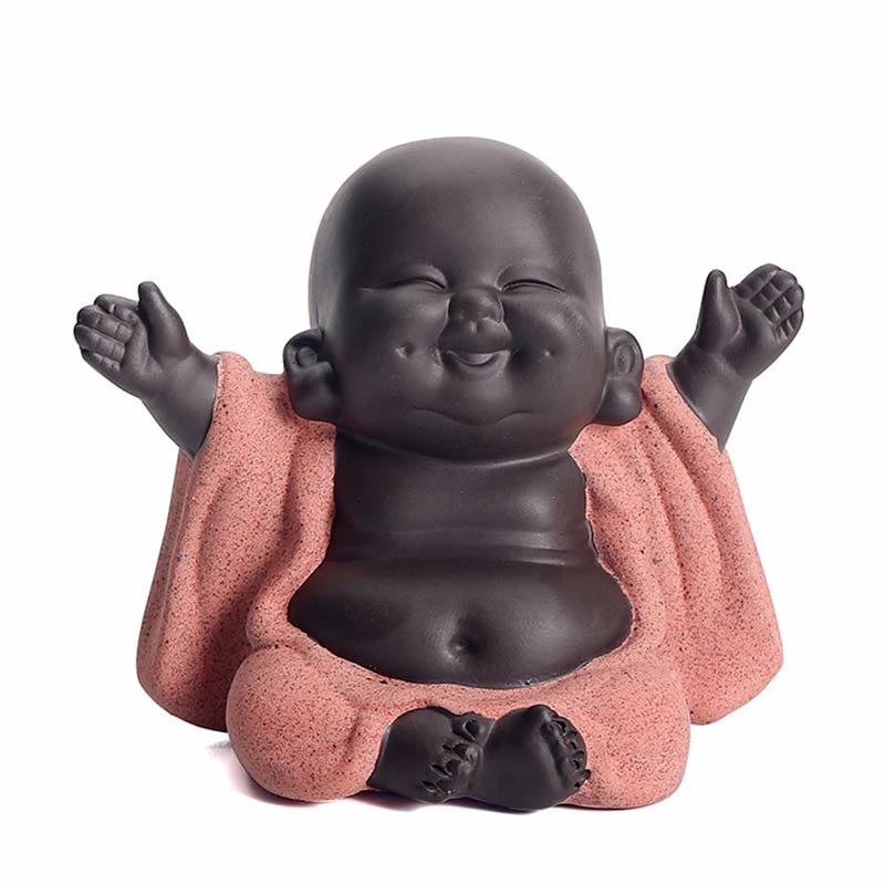 いつも笑顔のBuddha Stones笑う仏 富と幸運 紫粘土 弥勒像 装飾
