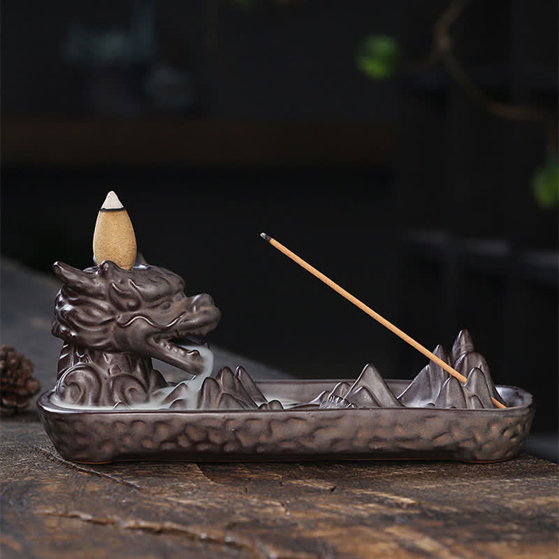 Buddha Stones龍山 力強い 陶器 香炉 装飾