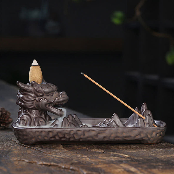 Buddha Stones龍山 力強い 陶器 香炉 装飾