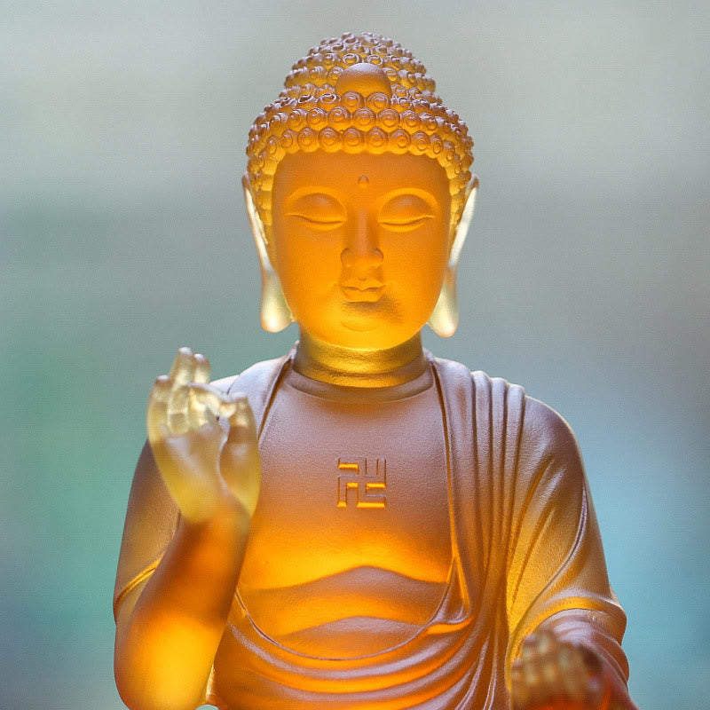 Buddha Stones手作り 釈迦牟尼仏 瑠璃水晶アート作品 慈悲の像 自宅 オフィス 供物 装飾