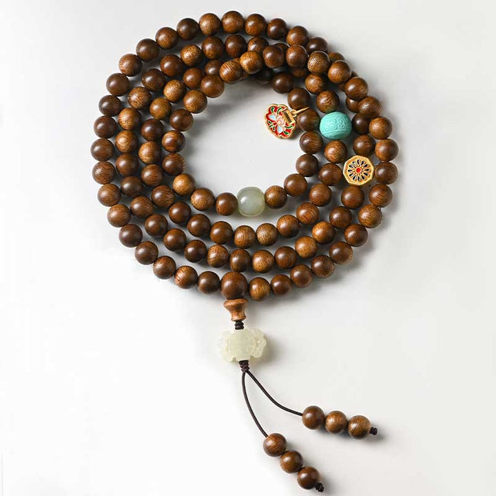Buddha Stonesチベットローズウッド 保護 静寂 ブレスレットMala