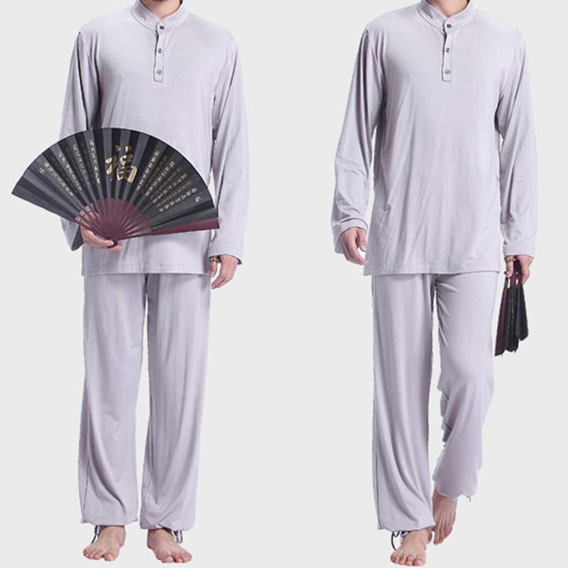 Buddha Stones瞑想 祈り スピリチュアル 禅 太極拳 練習 ヨガ ウェア メンズ セット - image 1
