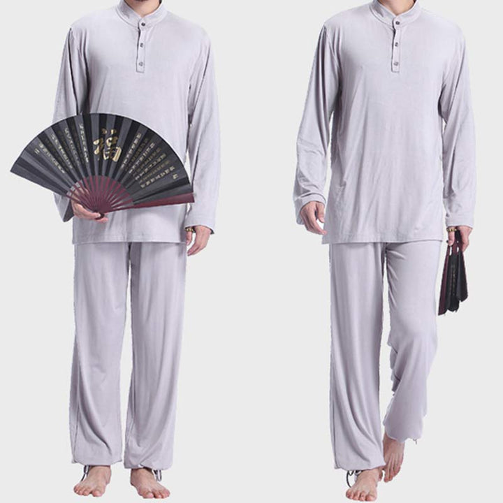 Buddha Stones瞑想 祈り スピリチュアル 禅 太極拳 練習 ヨガ ウェア メンズ セット - image 1