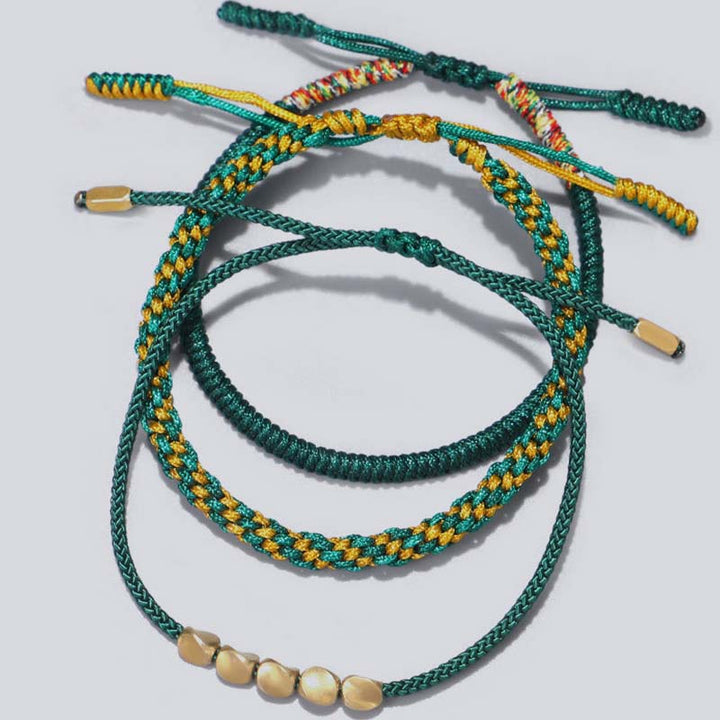 Buddha Stones3個 チベット銅ビーズ ヒーリングプロテクション幸運ブレスレットセット