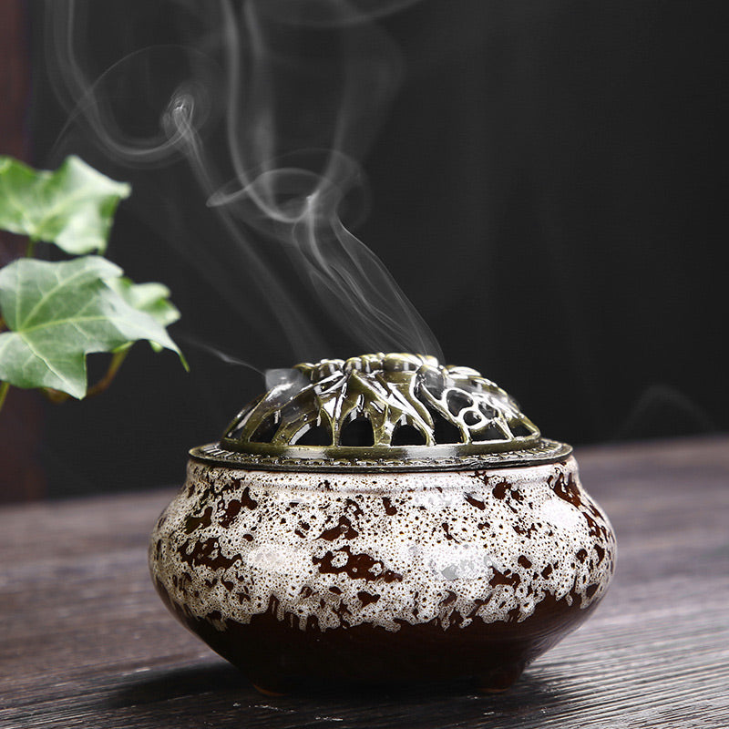 Buddha Stones柄 陶器 祝福 瞑想 香炉 装飾